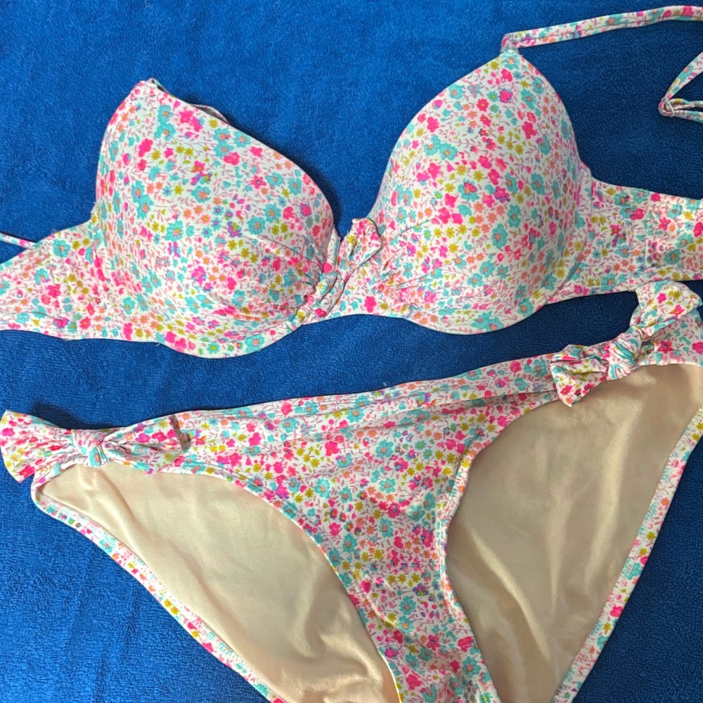 Old Navy Pink and Green Bikini Swimwear